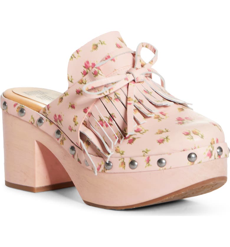 Anna Sui Ashley Floral Print Fringe Clog Women Nordstrom