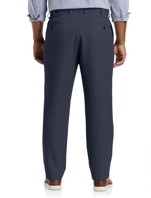 Oak Hill Waist-relaxer Pleated Microfiber Pants In Navy