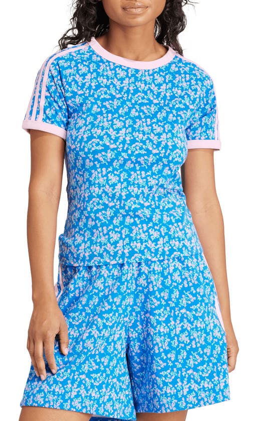 Shop Adidas Originals Adidas X Kseniaschnaider Floral Cali Cotton Graphic T-shirt In Blue Multicolor