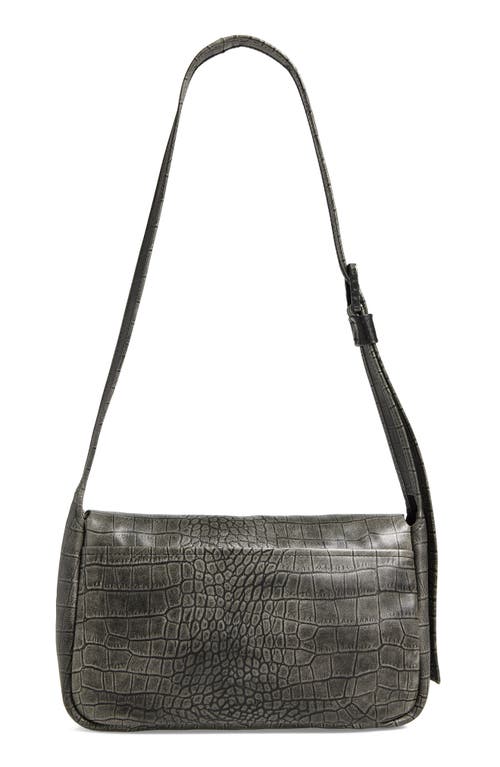 Marni Medium Trunkaroo Croc Embossed Leather Shoulder Bag In Black