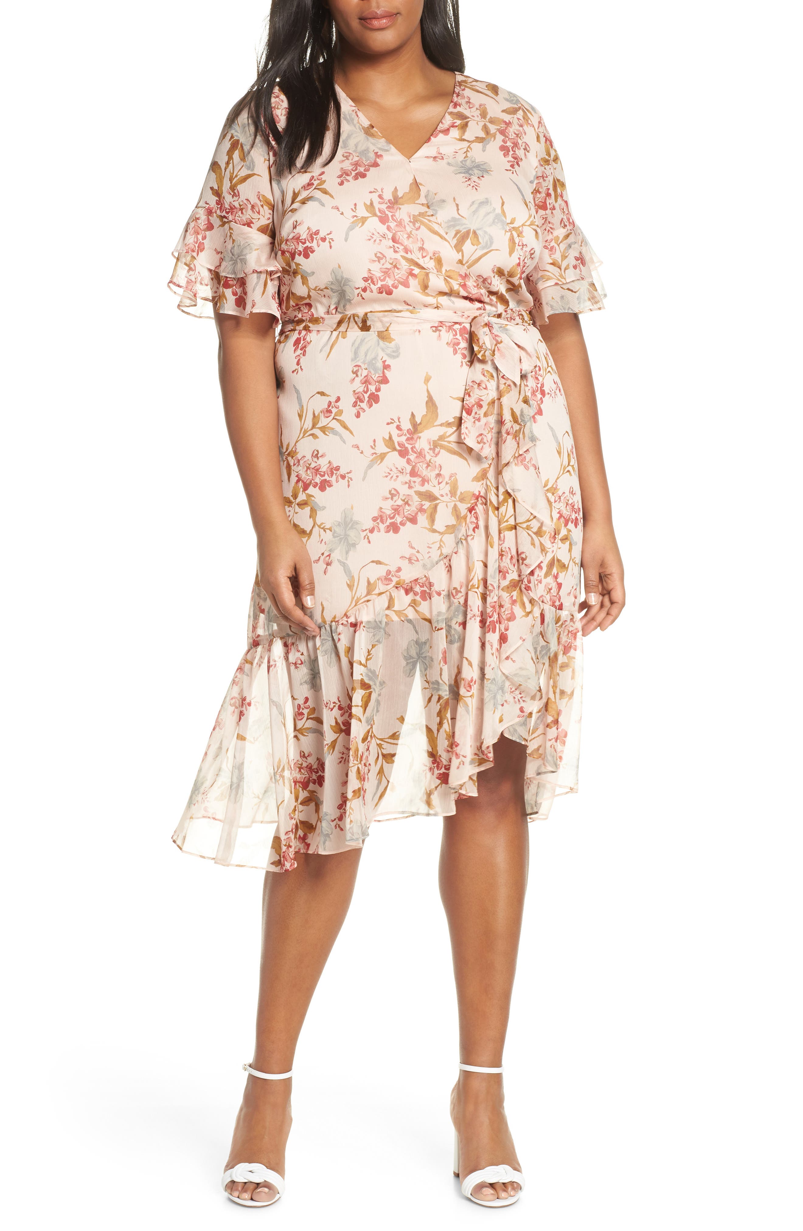 Plus Size Vince Camuto Wildflower Tiered Ruffle Chiffon Dress