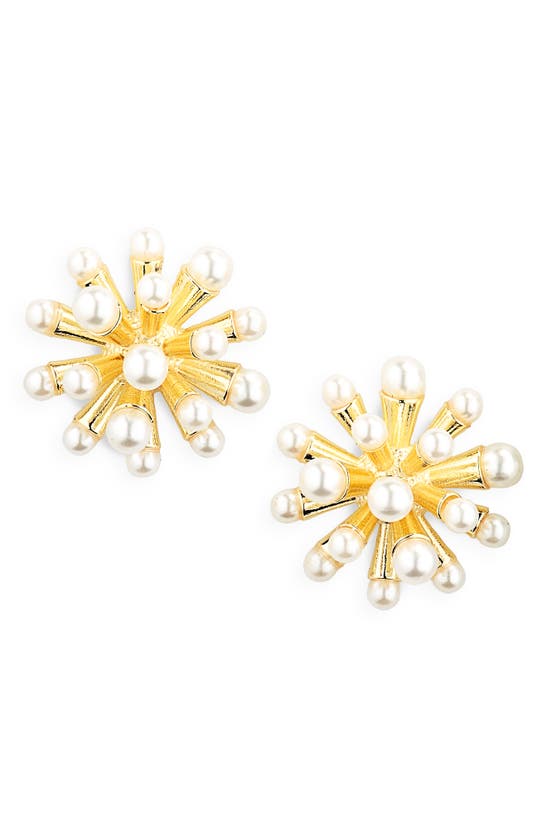 Shop Area Stars 5-5.5mm Imitation Pearl Burst Earrings In Gold
