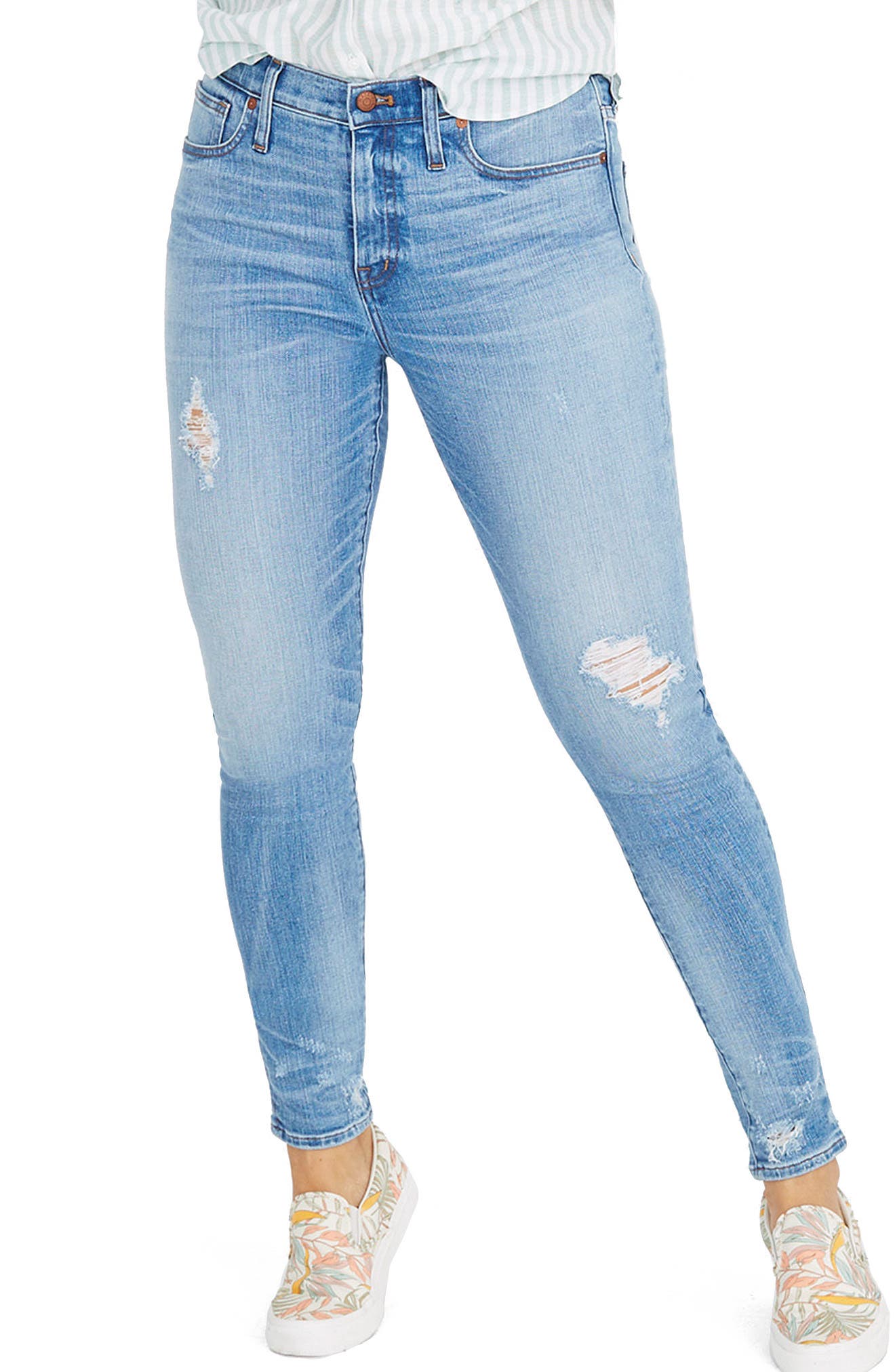destructed hem jeans