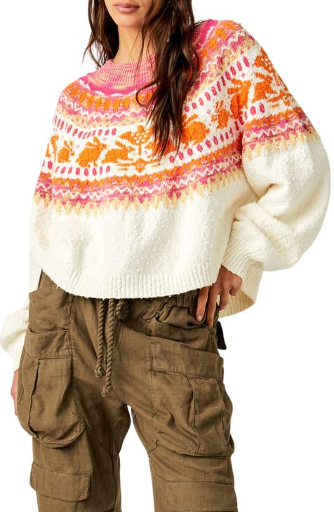 Intimately Free People Away With Me Leggings Sweater Knit Fair Isle Size  Large