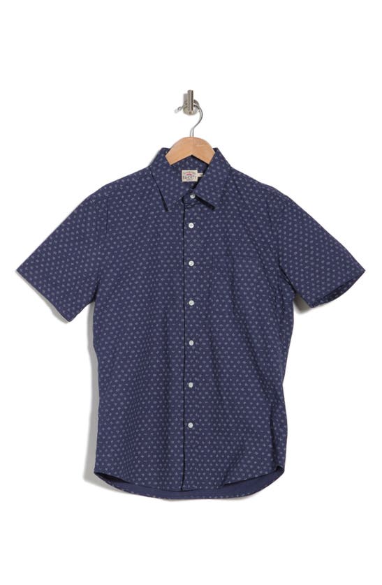 Faherty Playa Short Sleeve Stretch Cotton Button-down Shirt In Navy Fleck