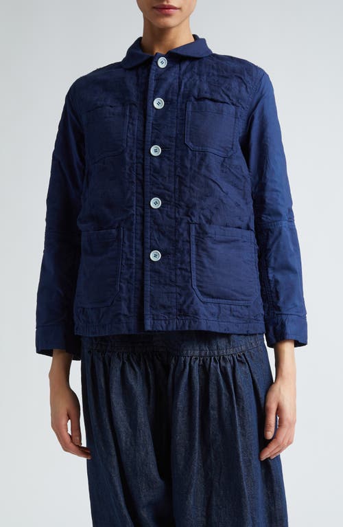 Cotton & Linen Chore Jacket in Dark Blue