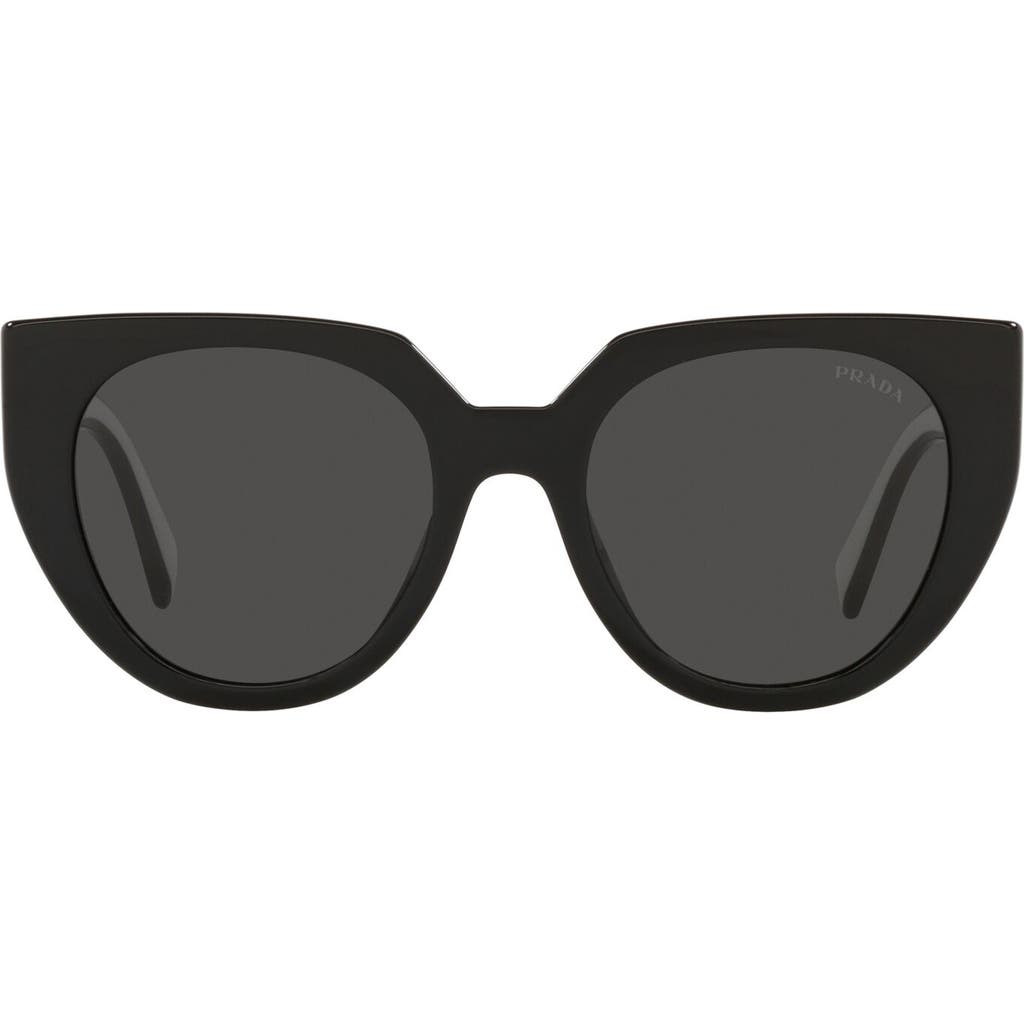 Prada 52mm Cat Eye Sunglasses In Black/talc/dark Grey