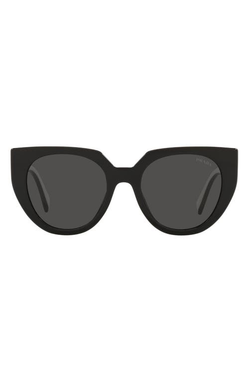 Shop Prada 52mm Cat Eye Sunglasses In Black/talc/dark Grey