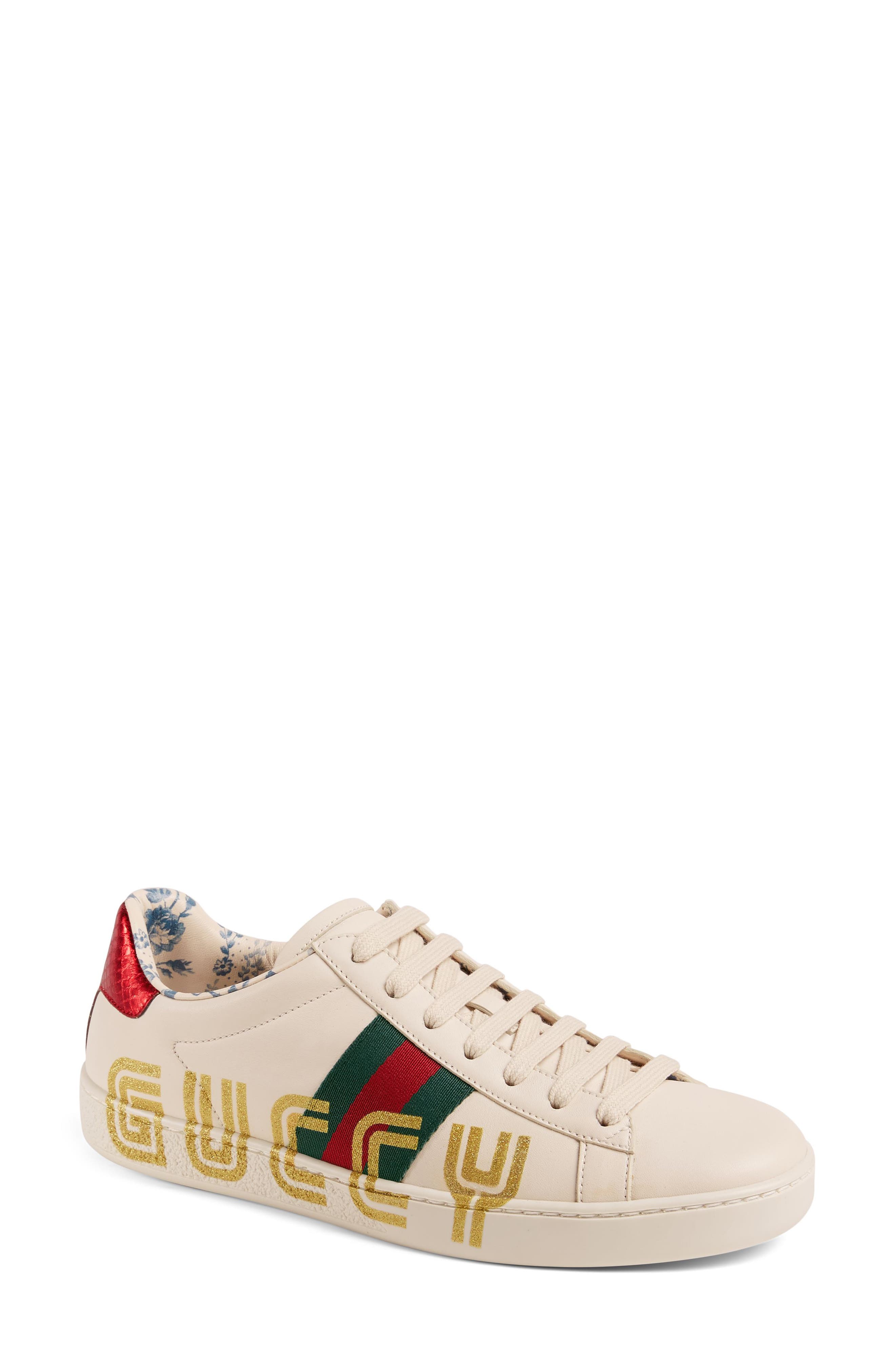 Gucci New Ace Guccy Logo Sneaker with 