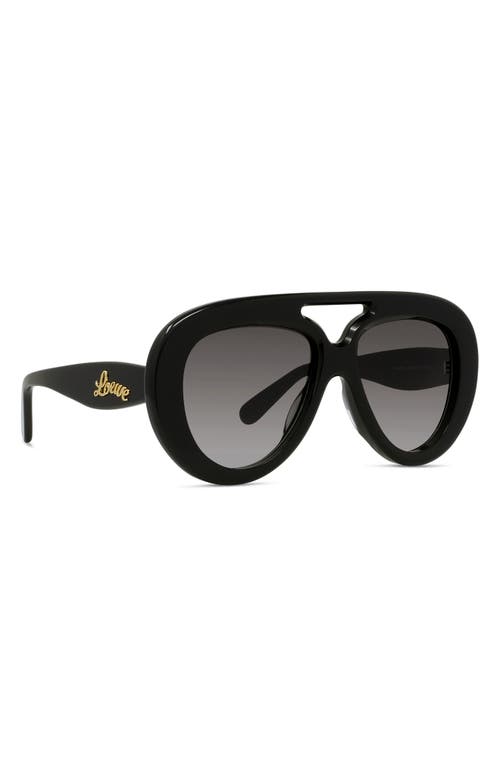 Shop Loewe Curvy 55mm Gradient Pilot Sunglasses In Shiny Black/gradient Smoke