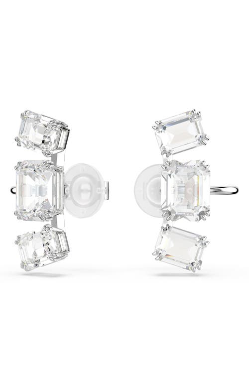 Shop Swarovski Millenia Crystal Clip-on Earrings In White/silver