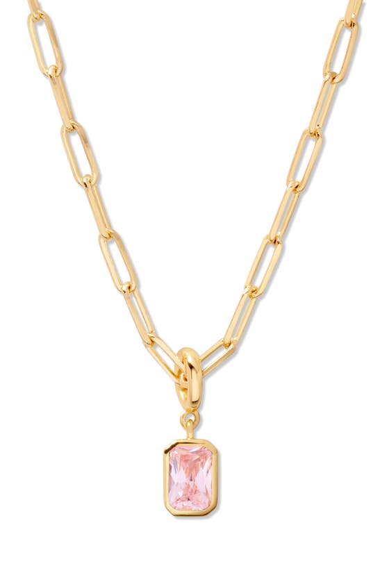 Shop Brook & York Brook And York Mackenzie Birthstone Paper Clip Chain Pendant Necklace In Gold - October