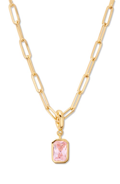 Mackenzie Birthstone Paper Clip Chain Pendant Necklace in Gold - October