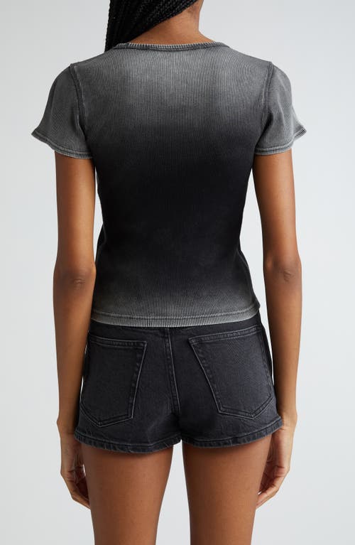 Shop Alexander Wang Ombré Hotfix Cursive Logo Rib T-shirt In Washed Ash