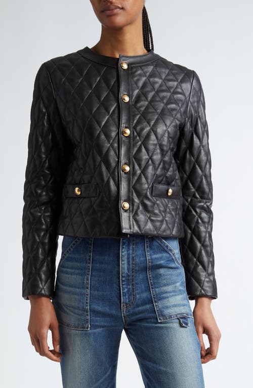 Nili Lotan Amy Quilted Leather Jacket Black at Nordstrom,