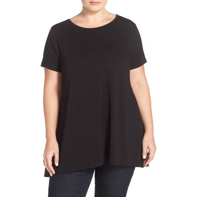 Plus Size Vince Camuto Mixed Media High/low Top