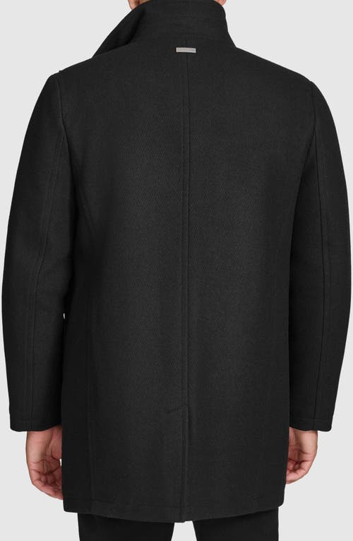 Andrew Marc Wool Blend Twill Car Coat In Black