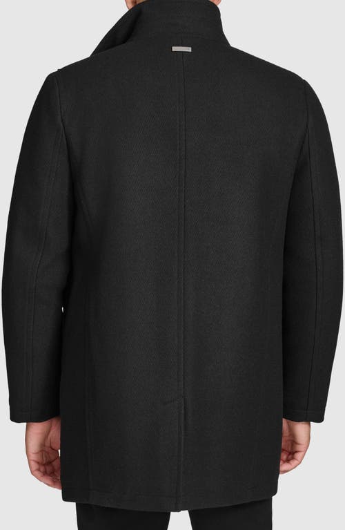 Shop Andrew Marc Wool Blend Twill Car Coat In Black