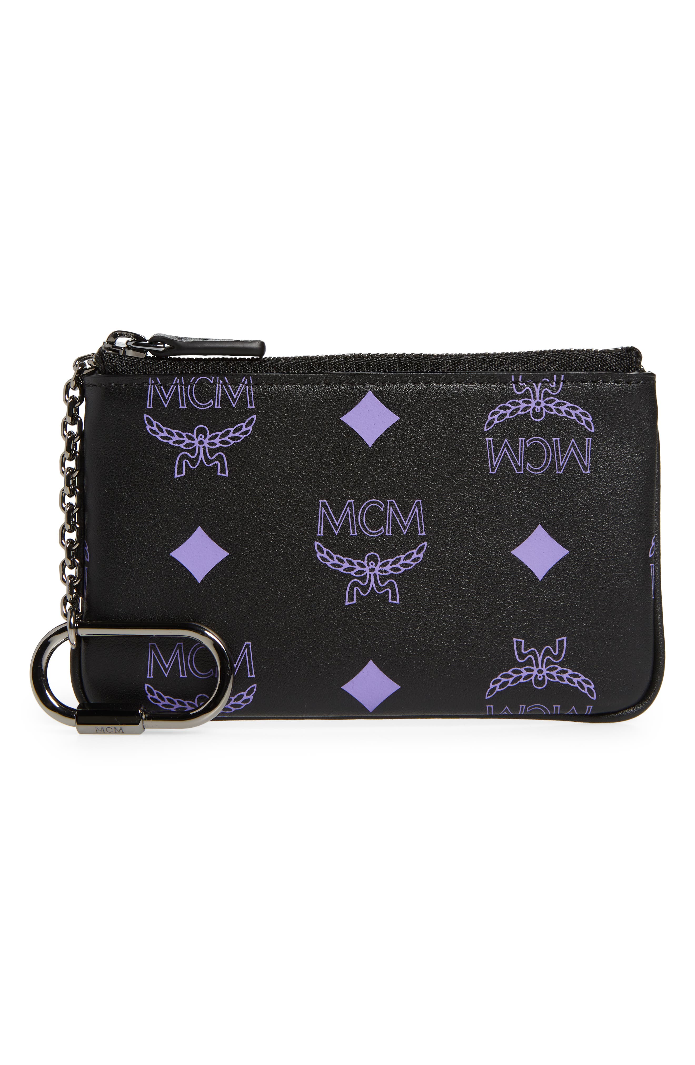MCM Color Splash Logo Leather Key Wallet in Dahlia Purple at Nordstrom