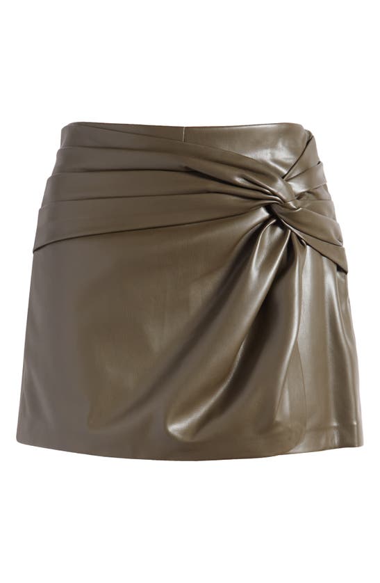 Shop Mango Cairo Twist Front Faux Leather Miniskirt In Beige-khaki