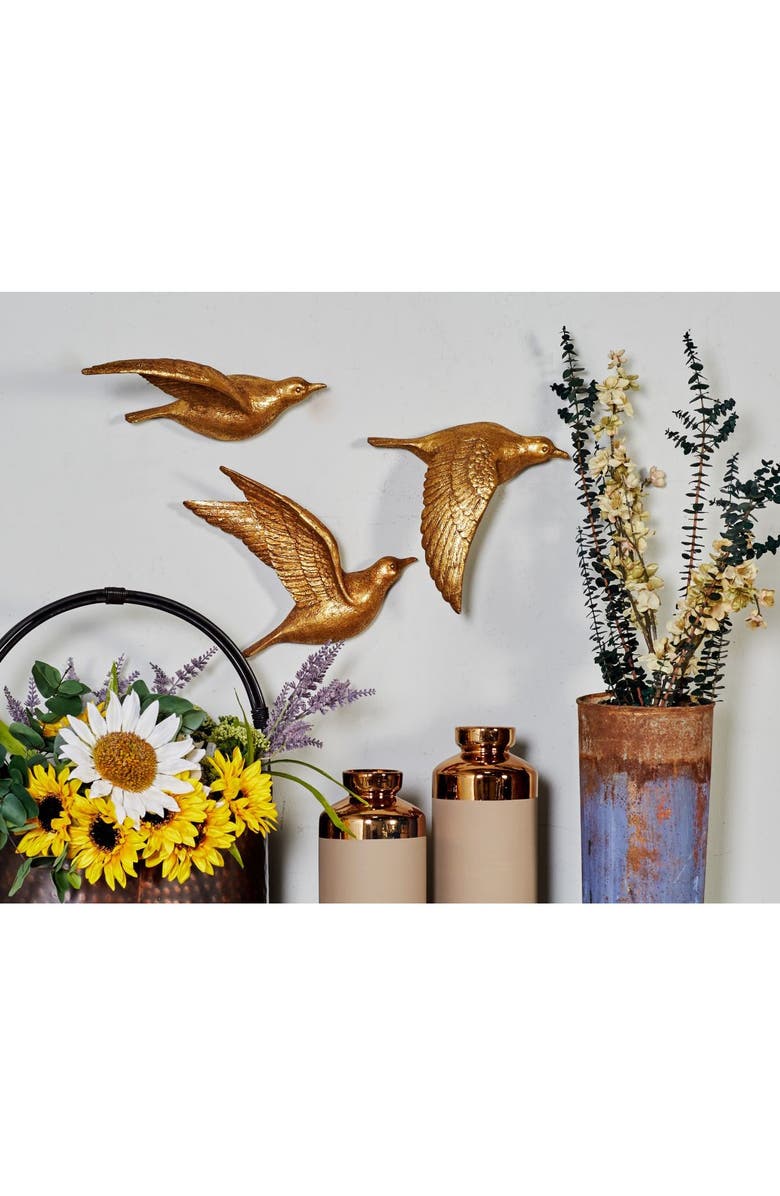 WILLOW ROW Gold Polystone Bird Wall Decor Set of 3 Nordstromrack