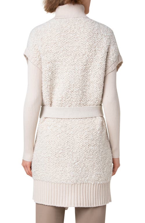 Shop Akris Punto Wool & Alpaca Bouclé Short Sleeve Long Cardigan In Cream