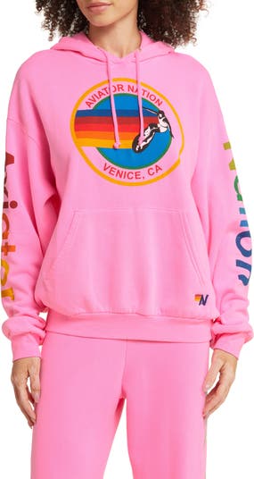 Aviator Nation Relaxed Graphic Hoodie in Neon Pink at Nordstrom, Size Large