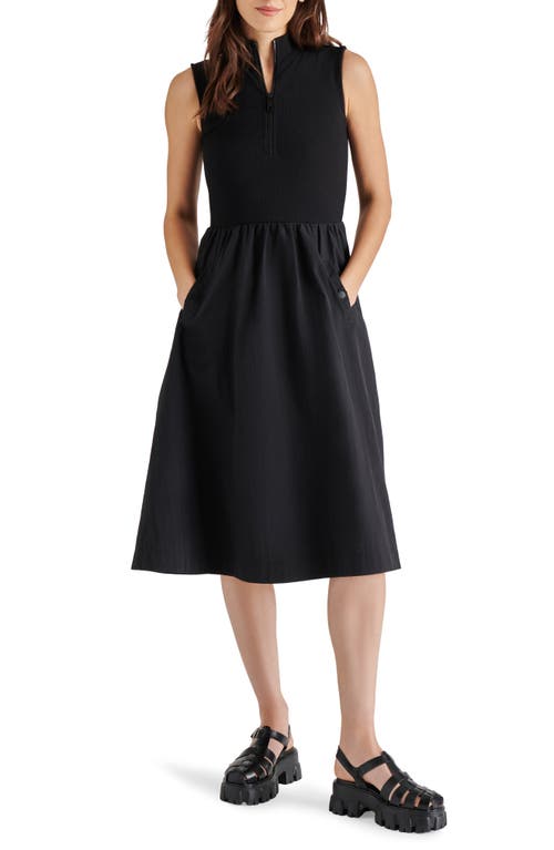 Berlin Sleeveless Half-Zip A-Line Dress in Black