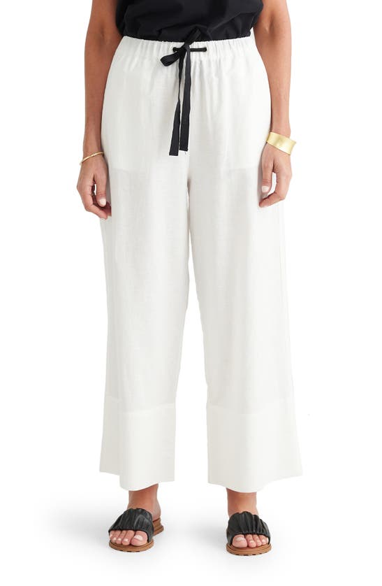 Shop Brave + True Elevate Linen & Cotton Drawstring Pants In White