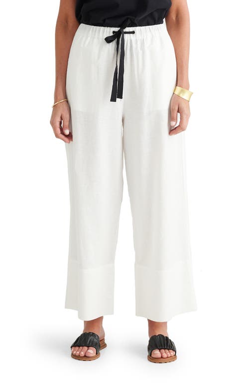 Elevate Linen & Cotton Drawstring Pants in White