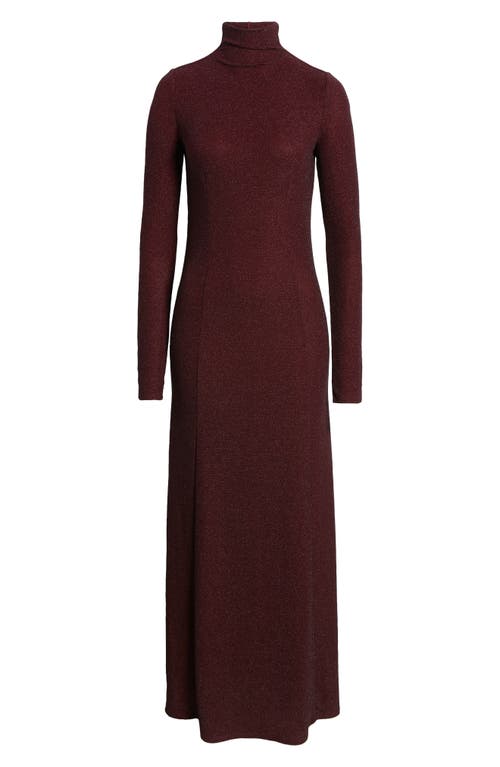 Shop Rag & Bone Lilith Metallic Long Sleeve Turtleneck Maxi Sweater Dress In Burgundy