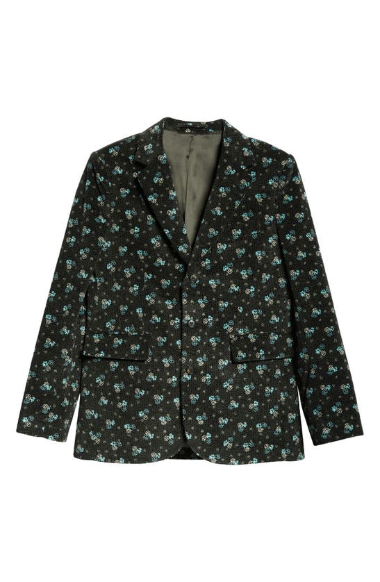 Shop Bode Chicory Floral Cotton Corduroy Suit Jacket In Black Blue