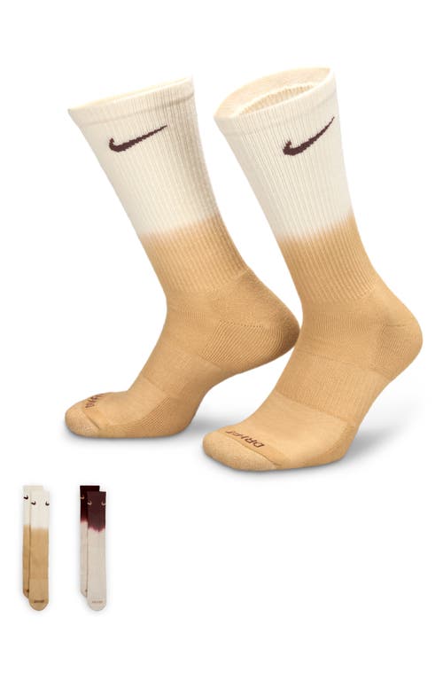 Shop Nike 2-pack Dri-fit Everyday Plus Cushioned Crew Socks In Beige/multi