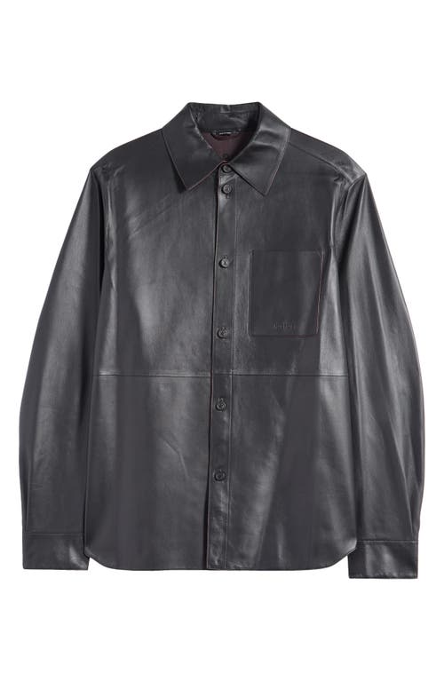 Shop Mackage Remington Leather Shirt Jacket In Black-garnet