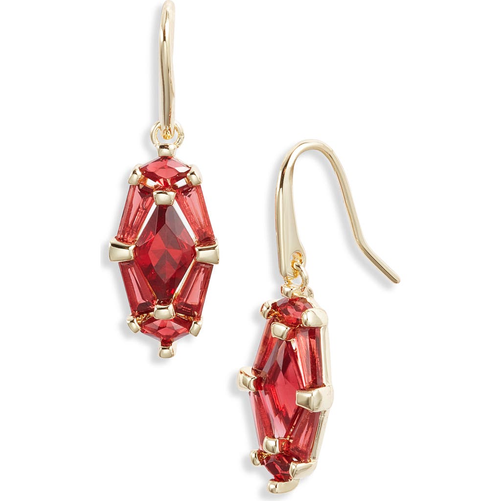 Kendra Scott Lindy Rae Drop Earrings in Gold Red Crystal