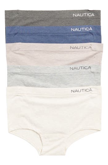 Shop Nautica Seamless 5-pack Assorted Girlshorts In Grey/peach/moon