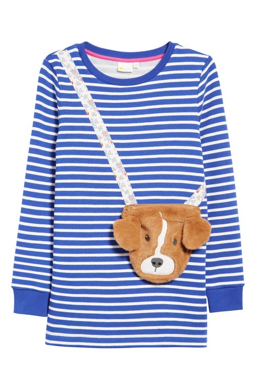 Mini Boden Kids' Pocket Appliqué T-Shirt in Bluing Blue/Ivory Dog
