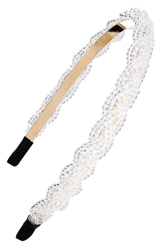 Shop Capelli New York Braided Beaded Headband In Clear