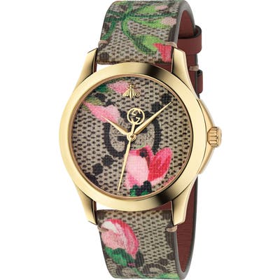 Gucci G-Timeless Print Canvas Strap Watch,