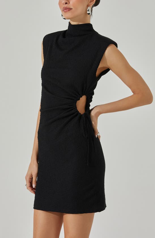 Shop Astr Side Ruched Cutout Detail Minidress In Black