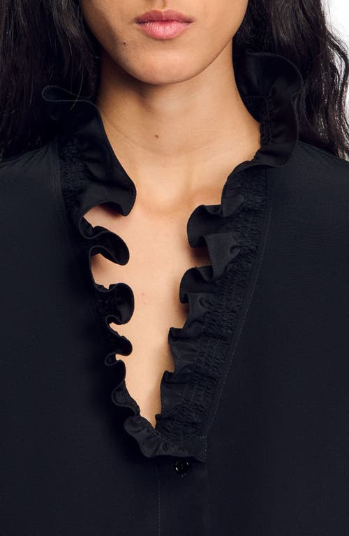 Sandro Li Silk Shirt In Black