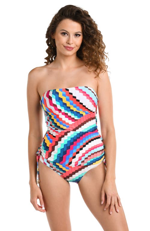 Shop La Blanca Slice Bandeaukini Tankini Top In Blue/green Multi