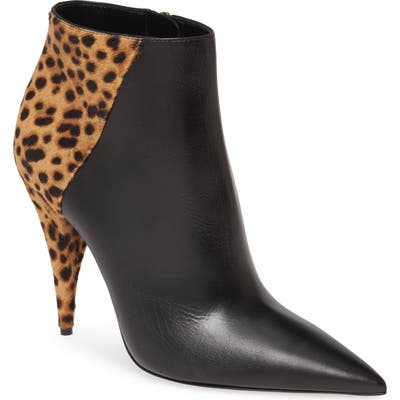 Saint Laurent Kiki Genuine Calf Hair Bootie - Black