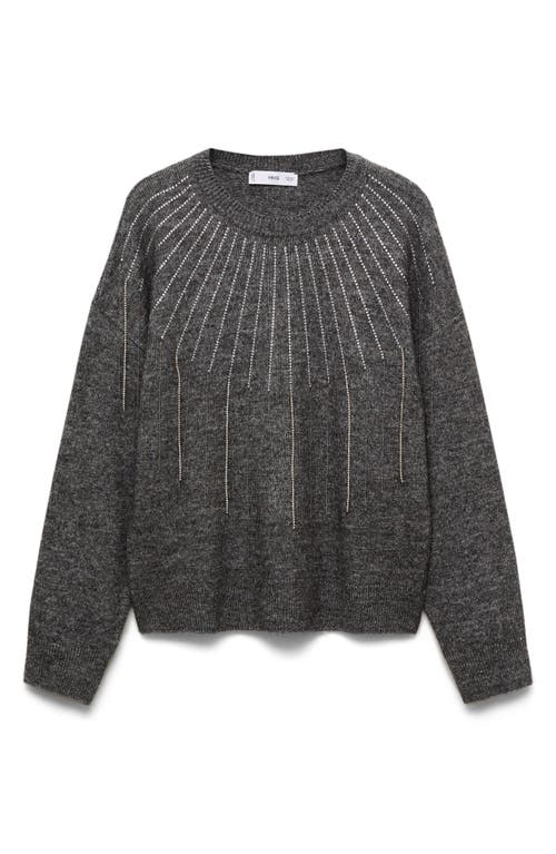 Mango Rhinestone Detail Sweater In Grey