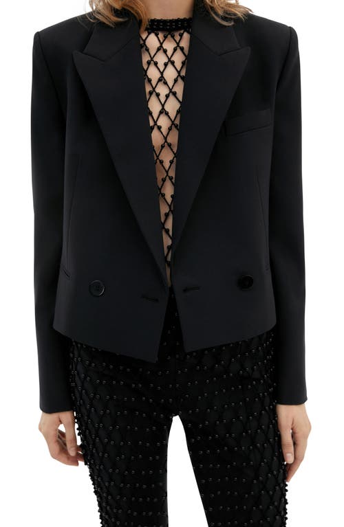 MANGO Double Breasted Crop Blazer Black at Nordstrom,