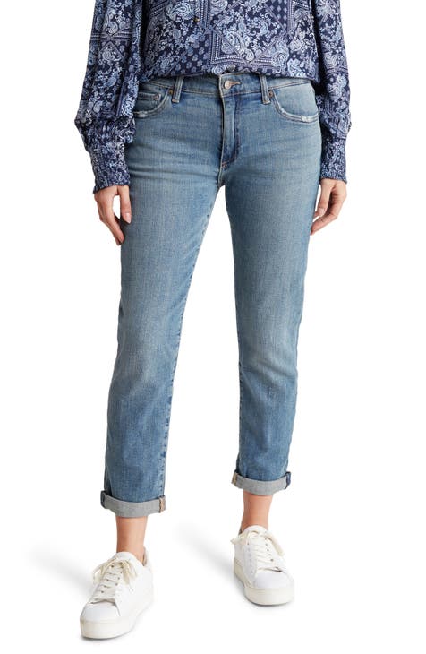 Lucky Brand Crop Jeans Womens Size 2 Blue Denim Light Wash Crochet  Distressed
