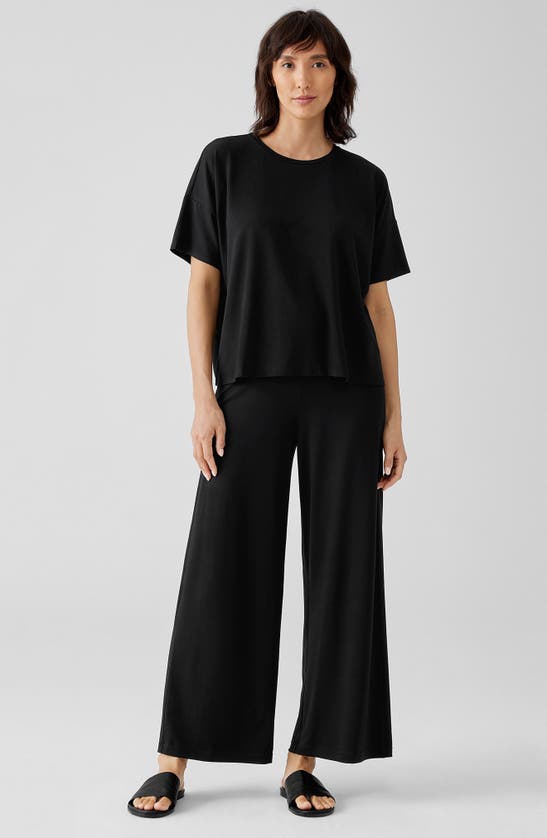 Eileen Fisher Organic Cotton Crewneck T-shirt In Black