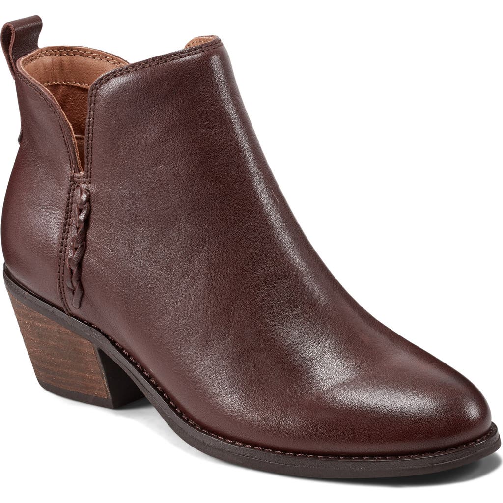 Earth Marisole Womens Zipper Leather Ankle Boots In Medium Brown