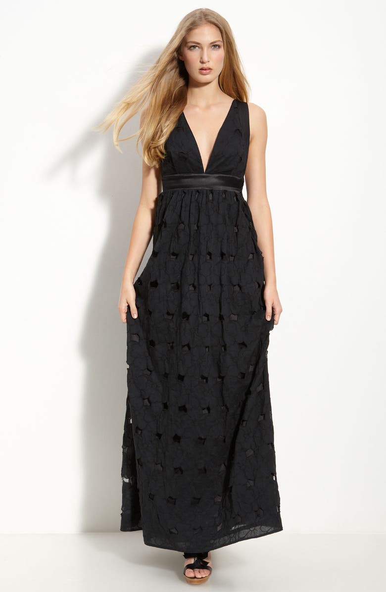 LEIFSDOTTIR Jumbo Eyelet Maxi Dress, Main, color, ONYX BLACK