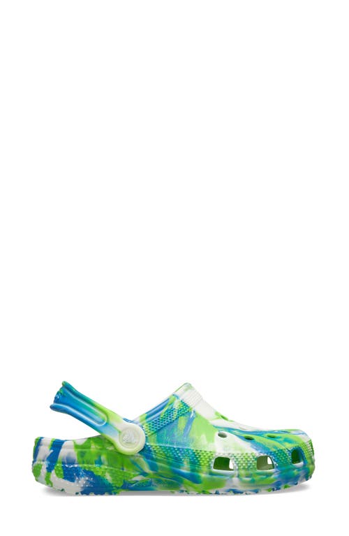 Crocs Kids' Classic Glow-in-the-dark Marbled Clog In Prep Blue Multi